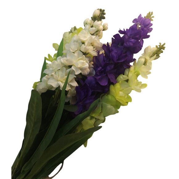 Artificial Snapdragon Bouquet 3 Stems Each Color Purple White Yellow Faux Floral - Picture 6 of 13